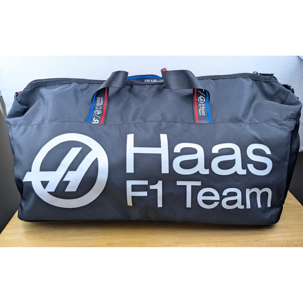 Haas F1 Team Duffel Bag Black Racing Travel Gym Bag with Shoulder Strap